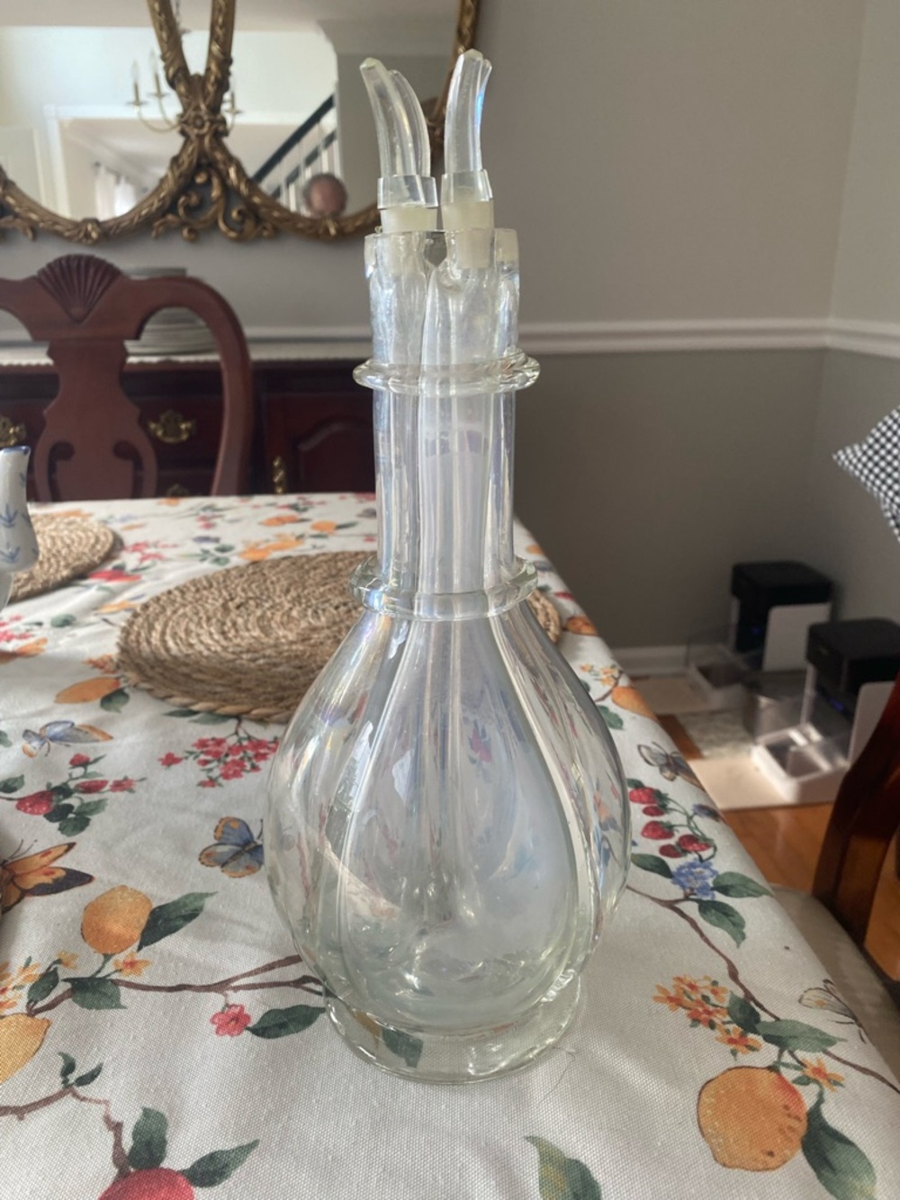 Clear Glass Olive Oil and Vinegar Cruet Set